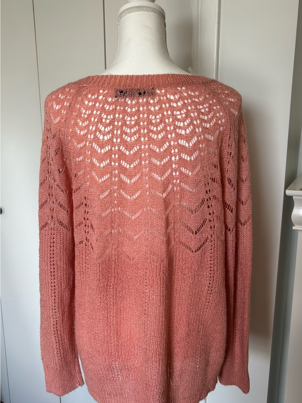 Doe & Rae Open-Knit Scoop Neck Sweater in Dusty Rose - Picture 3 of 3